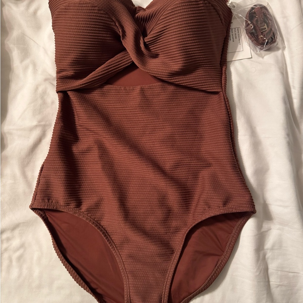 Womens One-Piece Swimsuit in Chocolate Brown